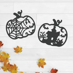 Halloweenske obrazy z dreva - Tekvičky 2 ks