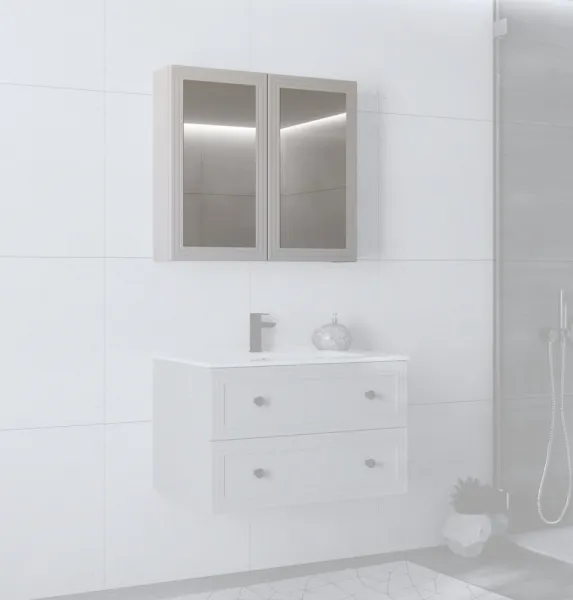 HALMAR Závěsná koupelnová skříňka se zrcadlem Toreto 80 cm kašmírová