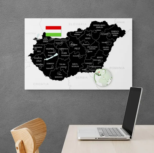 Obraz na korku štýlová čierna mapa Maďarska