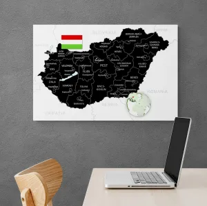 Obraz na korku štýlová čierna mapa Maďarska