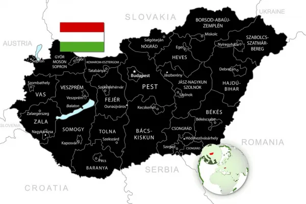 Obraz na korku štýlová čierna mapa Maďarska