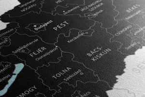 Obraz na korku štýlová čierna mapa Maďarska