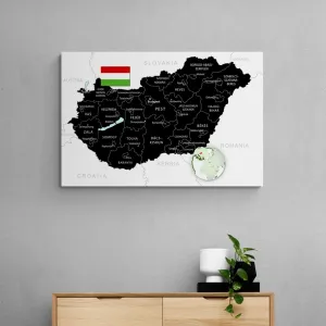 Obraz na korku štýlová čierna mapa Maďarska
