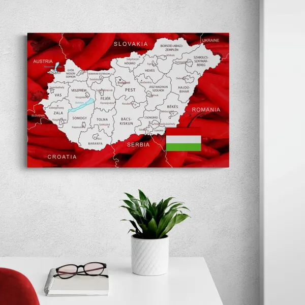Obraz na korku mapa Maďarska s typickým pozadím