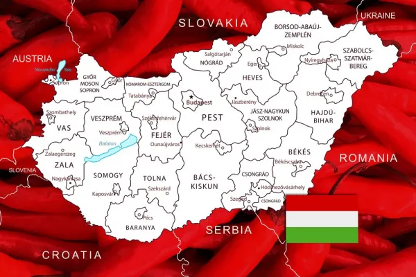 Obraz na korku mapa Maďarska s typickým pozadím