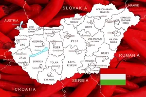 Obraz na korku mapa Maďarska s typickým pozadím