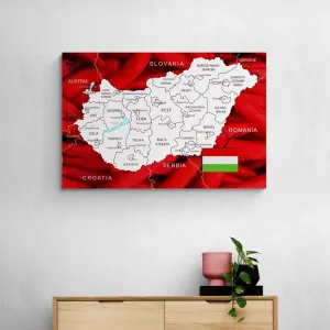 Obraz na korku mapa Maďarska s typickým pozadím