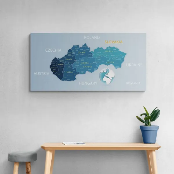 Obraz elegantná mapa Slovenska v modrom