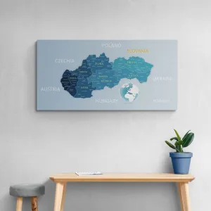 Obraz elegantná mapa Slovenska v modrom