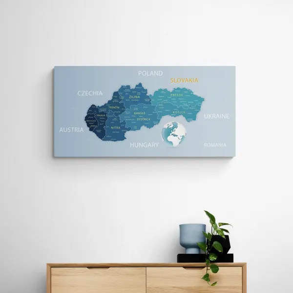 Obraz elegantná mapa Slovenska v modrom