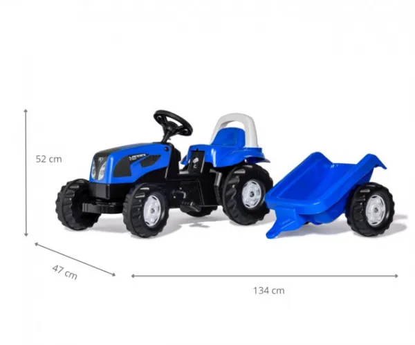 Šlapací traktor s vlečkou Rolly Toys Landini 011841 modrý