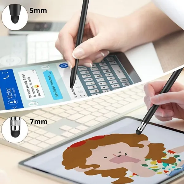 Univerzálne pero, hliníkové, (pre akýkoľvek kapacitný displej), obojstranné, dotykové stylus Pen, strieborné