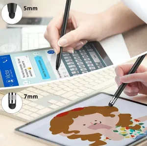 Univerzálne pero, hliníkové, (pre akýkoľvek kapacitný displej), obojstranné, dotykové stylus Pen, strieborné