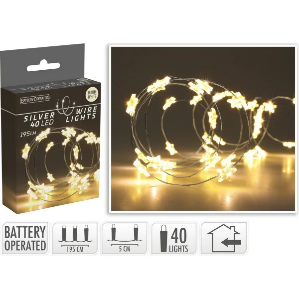 Mondex Světelný LED vánoční řetěz CAP 195 cm teplý bílý