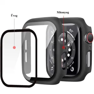Apple Watch 7-8 (45 mm), Plastové ochranné puzdro, s ochranným sklom displeja, bez remienka, TP Defense360, priehľadné