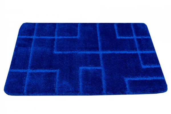 Kúpeľňový koberček Inez modrý, geometrický