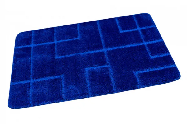 Kúpeľňový koberček Inez modrý, geometrický