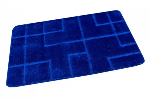 Kúpeľňový koberček Inez modrý, geometrický
