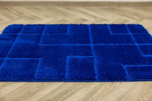 Kúpeľňový koberček Inez modrý, geometrický