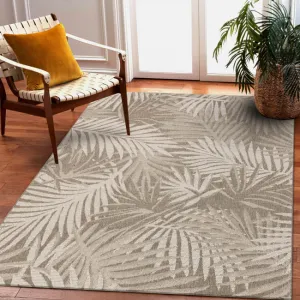 Koberec SIZAL FLOORLUX 20504 lístie, tmavosivý / šampanské