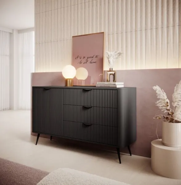 ArtLas Komoda LINA 138 D3S | čierna