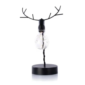 DecoKing Vianočná stolná LED lampa na batérie REINDEER INDUSTRIAL čierna
