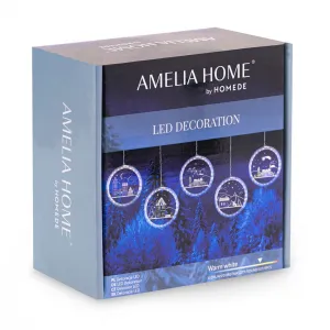 AmeliaHome Vianočná svetelná dekorácia CHRISTMAS CITY teplá biela