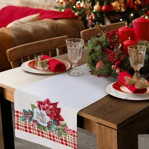 DekorStyle Vánoční běhoun Merry Christmas 45x140 cm červený/zelený/krémový