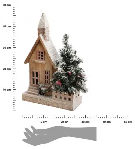 H&S Decoration Vianočná LED chalúpka VESELÉ VIANOCE 44 cm hnedá/biela