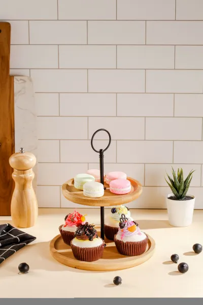 Allesken Dvojposchodový servírovací podnos Modern Kitchen bambus