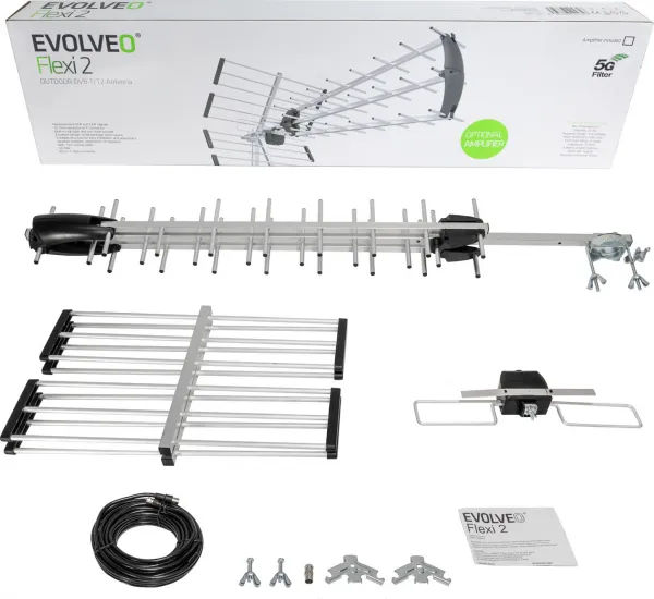 EVOLVEO Flexi 2, pasivní venkovní DAB+/DVB-T2 anténa, filtr LTE,4G,5G