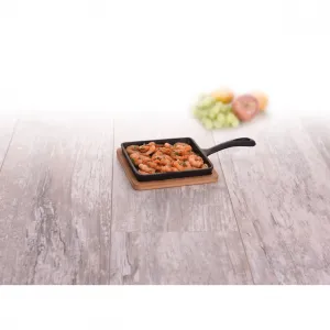 Excellent Houseware Súprava liatinovej panvice a servírovacej dosky TROPE 24 cm čierna
