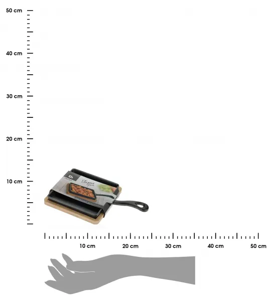 Excellent Houseware Súprava liatinovej panvice a servírovacej dosky TROPE 24 cm čierna