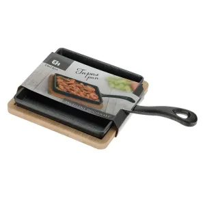 Excellent Houseware Súprava liatinovej panvice a servírovacej dosky TROPE 24 cm čierna