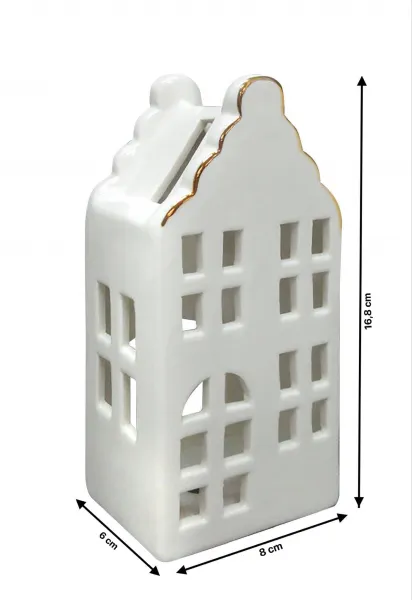 Mondex Vianočná keramická lampáš HYTTE VI 16,8 cm biela