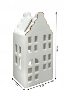 Mondex Vianočná keramická lampáš HYTTE VI 16,8 cm biela