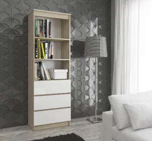 Ak furniture Regál Rexa 60 cm 3 zásuvky a 2 police dub sonoma/biely