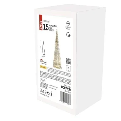 EMOS Skleněný LED stromek 27 cm s časovačem teplá bílá
