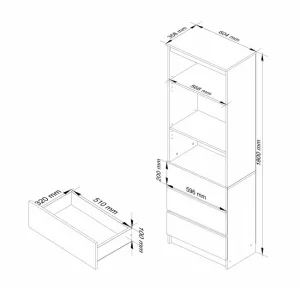 Ak furniture Regál Rexa 60 cm 3 zásuvky a 2 police dub sonoma