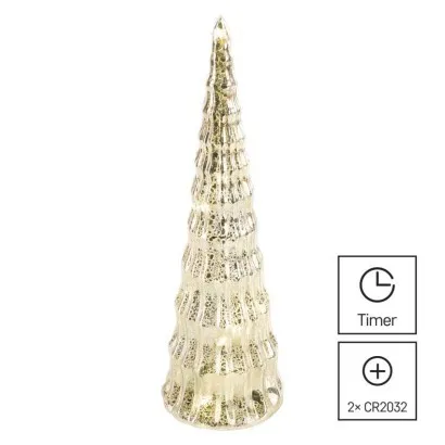 EMOS Skleněný LED stromek 27 cm s časovačem teplá bílá