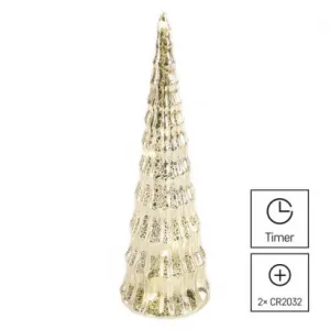 EMOS Skleněný LED stromek 27 cm s časovačem teplá bílá