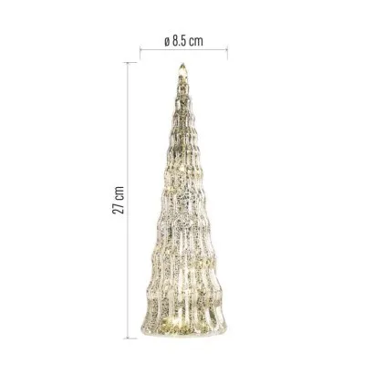 EMOS Skleněný LED stromek 27 cm s časovačem teplá bílá