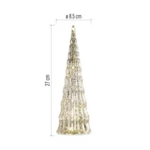 EMOS Skleněný LED stromek 27 cm s časovačem teplá bílá