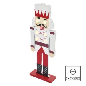 EMOS Dřevěný LED Louskáček 29 cm bílo-červený