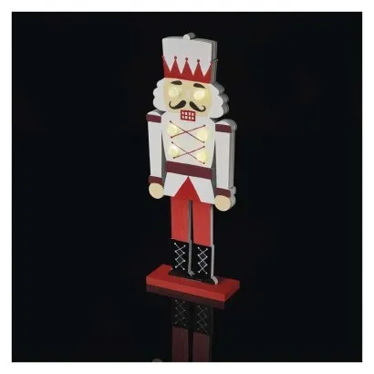 EMOS Dřevěný LED Louskáček 29 cm bílo-červený
