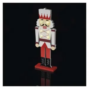 EMOS Dřevěný LED Louskáček 29 cm bílo-červený