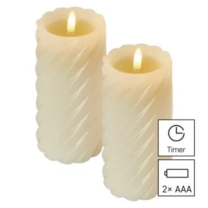 EMOS Sada 2 ks voskových LED svíček 17 cm PAMOLE s časovačem teplá bílá
