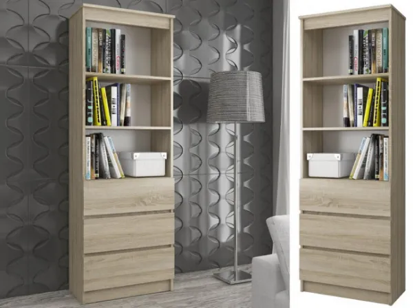 Ak furniture Regál Rexa 60 cm 3 zásuvky a 2 police dub sonoma