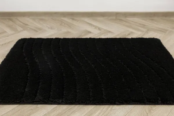 Kúpeľňový koberček Sara Black čierny, vlny