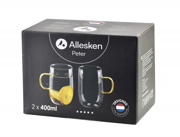 Affekdesign Sada 2 ks hrnků PETER 400 ml šedá
